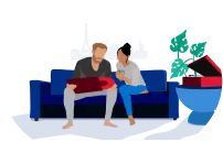 couple on couch illustration