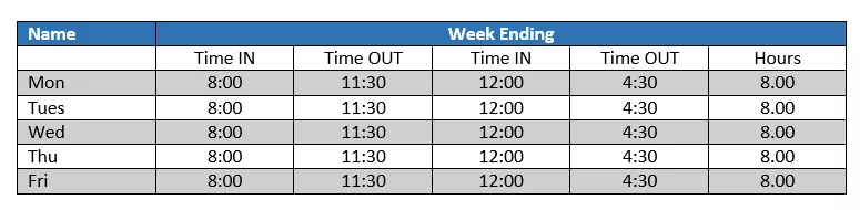 Compliant Time Records Sample Image