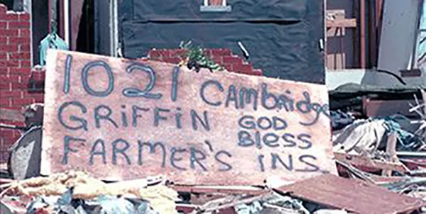 This expression of gratitude appeared following the quick response from Farmers in the aftermath of the Oklahoma tornadoes in 1999.
