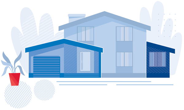 icon main house with two additions