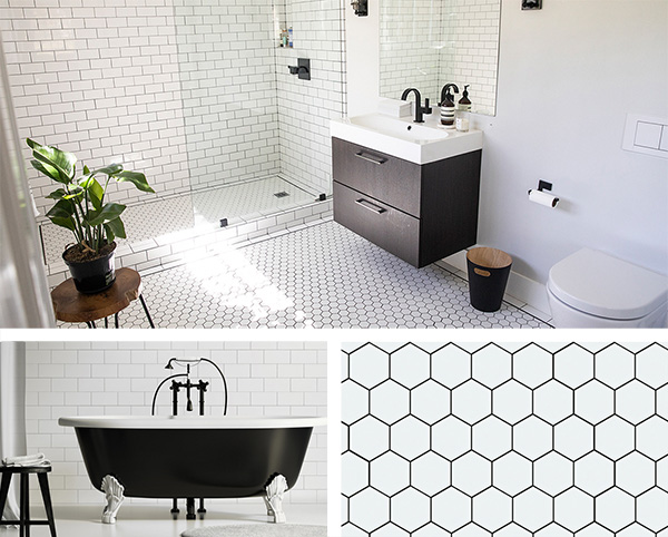 Composite image of bathroom, tile and bathtub