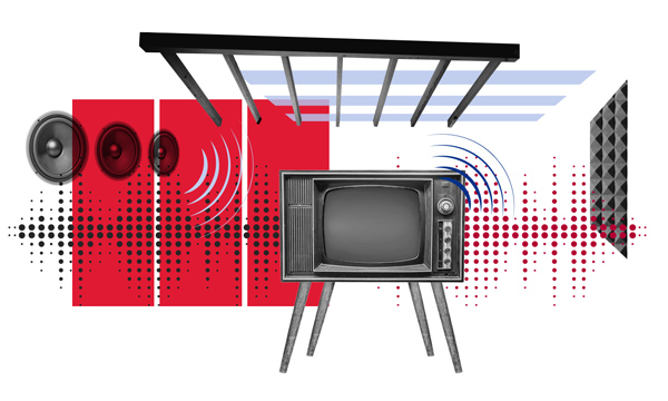 graphic with television and speaker sounds