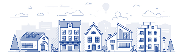 illustration of different apartment buildings