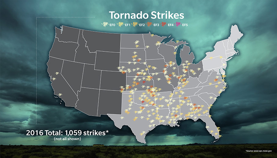 Tornado Strikes map