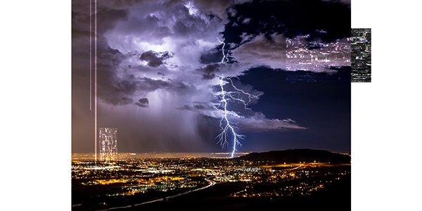 lightning strikes mountains