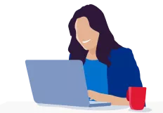 woman looking at computer