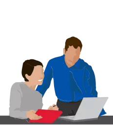 woman looking at computer