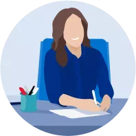 person at desk illustration