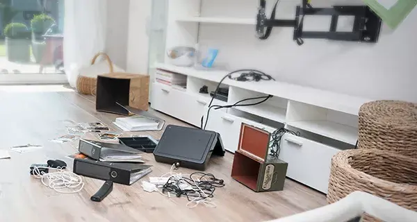 apartment interior damaged by theft