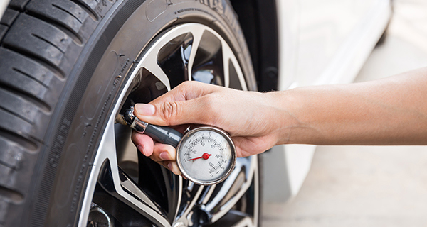 checking tire pressure