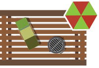 illustration of a deck and beach umbrella