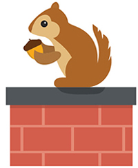 illustration of a squirrel on top of chimney 