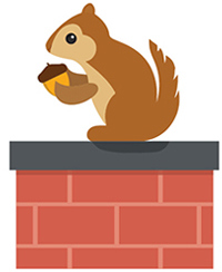 illustration of a squirrel on top of chimney 