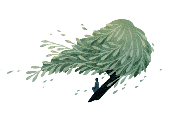 illustration of person sitting under a tree