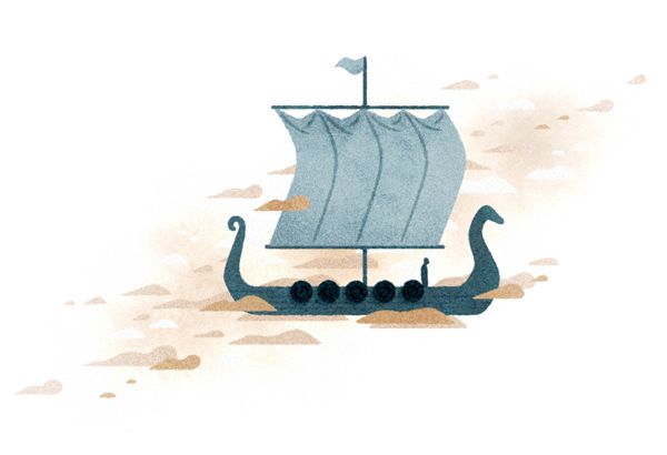 illustration of viking ship