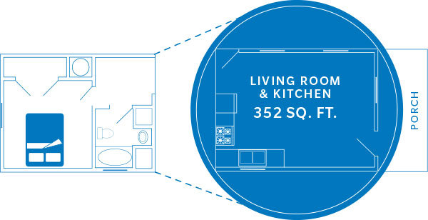 Living Room and Kitchen Map 352 square feet